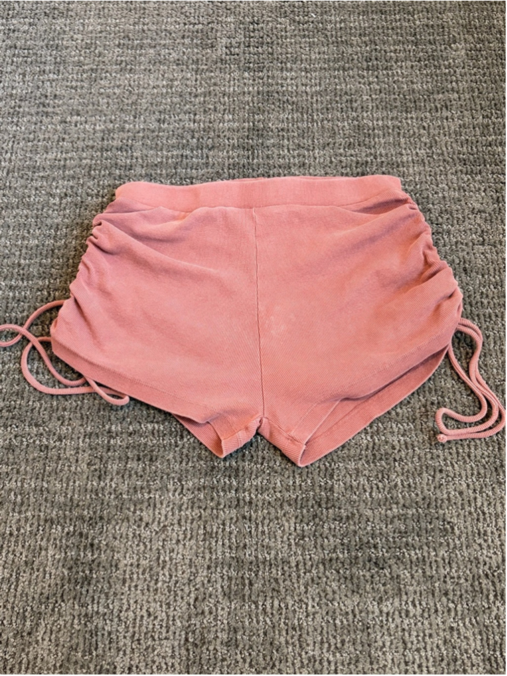 Zara Earthy Mauve Ribbed Cinch Side Lounge Shorts Large - GUC